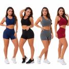kit 4 conjuntinho curto top nadador e short meia cocha feminino fitness academia malhação short e top regata superflex premium