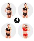 Kit 4 Conjunto IMI Lingerie Com Bojo Caleçon Em Renda E Tule Cropped