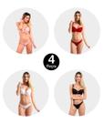 Kit 4 Conjunto IMI Lingerie Com Bojo Em Microfibra E Renda Fio Duplo Dafne