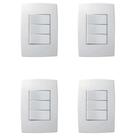 Kit 4 Conjunto Interruptor 3 Teclas Simples Pial Plus
