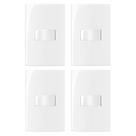 Kit 4 conjunto interruptor simples 4x2 10a 250v com placa margirus sleek branco