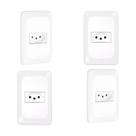 Kit 4 Conjunto Tomada 2P+T Branco pop 10a 250v 4x2 pial legrand LGX030 com placa e suporte