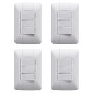 Kit 4 conjuntor interruptor paralelo 3 teclas 6a 250v tramontina aria branco com placa