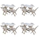 Kit 4 Conjuntos de Mesa com 4 Cadeiras de Madeira Dobravel 120x70 sem Pintura/crua