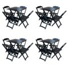Kit 4 Conjuntos de Mesa com 4 Cadeiras de Madeira Dobravel 70x70 Preto