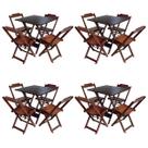 Kit 4 Conjuntos de Mesa com 4 Cadeiras de Madeira Dobravel 70x70 Qualidade Móveis Guara - Imbuia