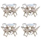 Kit 4 Conjuntos de Mesa com 4 Cadeiras de Madeira Dobravel 70x70 sem Pintura/crua