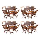 Kit 4 Conjuntos de Mesa Dobráveis de Madeira 70x110cm com 6 Cadeiras Imbuia