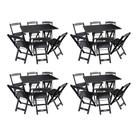 Kit 4 Conjuntos de Mesa Dobráveis de Madeira 70x110cm com 6 Cadeiras Preta