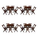 Kit 4 Conjuntos De Mesa Dobrável 60x60cm Com 4 Cadeiras Em Madeira Maciça Imbuia - i9