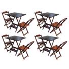 Kit 4 Conjuntos de Mesa Dobravel com 2 Cadeiras de Madeira 70x70 Ideal para Bar e Restaurante - Imbu