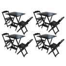 Kit 4 Conjuntos De Mesa Dobravel Com 2 Cadeiras De Madeira 70x70 Ideal Para Bar E Restaurante - Taba