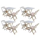 Kit 4 Conjuntos De Mesa Dobravel Com 2 Cadeiras De Madeira 70x70 - Sem Pintura Kit 4 Conjuntos De Mesa Dobravel Com 2 Cadeiras De Madeira 70x70 - Sem Pintura