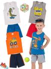 Kit 4 Conjuntos Infantil Menino Verão Camiseta Regata em Meia Malha e Bermuda em Moletinho com Elástico Kit 4 Conjuntos Infantil Menino Verão Camiseta Regata em Meia Malha e Bermuda em Moletinho com Elástico