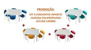 Kit 4 Conjuntos Infantis Mesa Alt.: 520mm c/ Cadeiras em Polipropileno