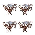 Kit 4 Conjuntos Mesa Dobrável Madeira 110x70 com 4 Cadeiras Personalizada Hei Imbuia - Tarimatã