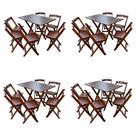 Kit 4 Conjuntos Mesa Dobrável Madeira 110x70 com 6 Cadeiras Personalizada Hei Imbuia - Tarimatã