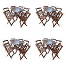 Kit 4 Conjuntos Mesa Dobrável Madeira 110x70 com 6 Cadeiras Personalizada Jack Imbuia - Tarimatã
