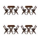Kit 4 Conjuntos Mesa Dobrável para Bar e Restaurante 60x60cm com 2 Cadeiras em Madeira Maciça Imbuia - i9 Kit 4 Conjuntos Mesa Dobrável para Bar e Restaurante 60x60cm com 2 Cadeiras em Madeira Maciça Imbuia - i9