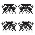 Kit 4 Conjuntos Mesa Redondo 70cm Dobrável Com 4 Cadeiras Em Madeira Maciça Preto - i9 Kit 4 Conjuntos Mesa Redondo 70cm Dobrável Com 4 Cadeiras Em Madeira Maciça Preto - i9
