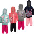 Kit 4 Conjuntos Moletom Infantil Feminino Blusa e Calça Flanelado, c/ Capuz Ziper Punhos Roupa Menina Inverno Tamanhos 01 02 03