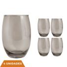 Kit 4 Copo De Vidro 450ml Redondo Bellagio Cinza Luxo Kit 4 Copo De Vidro 450ml Redondo Bellagio Cinza Luxo