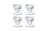 Kit 4 Copo De Vidro Shot Tequila Cachaça Caveira Skull 25ml