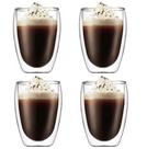 Kit 4 Copo Duo De Vidro Camada Dupla Parede Chá Café 300ml Americano Shot Termico Jogo Xícara Drinks
