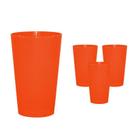 Kit 4 Copos Cancun Alaranjado 320Ml Plástico Premium