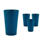 Kit 4 Copos Cancun Fibra Madeira Greencolors Azul 320Ml