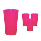 Kit 4 Copos Cancun Rosa Neon 320Ml Plástico Premium