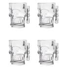 Kit 4 Copos Caneca Caveira Crânio Transparente Chopp Vidro