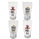 Kit 4 Copos Com Chaveiro Personalizado Vidro 580ml Dia Dos Pais Presente Cerveja