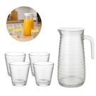 Kit 4 Copos Com Jarra Vidro Transparente Resistente Água Refrigerante