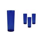 Kit 4 Copos Long Drink Cristal Azul 330Ml Plástico