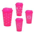 Kit 4 Copos Mug 300mL Rosa Neon Colecao AMOR Completa