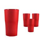 Kit 4 Copos Roma Fibra Madeira Green Colors Vermelho 360Ml