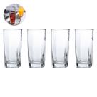 Kit 4 Copos Texas Quadrado Vidro Transparente Mesa Posta 320ml