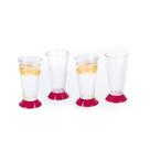 Kit 4 Copos Tulipas Taças Acrilico Base Vermelha 400ml Moda do Chef