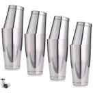 Kit 4 Coqueteleira Inox Profissional Boston Coquetel 2 Copos