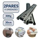 Kit 4 Corrediças 30cm Telescópicas Light Aço 35mm 2 Pares Kit 4 Corrediças 30cm Telescópicas Light Aço 35mm 2 Pares