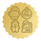 Kit 4 Cortadores Boas Festas Papai Noel Gingerbread