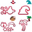 Kit 4 Cortadores Moana Hey Hey Onda Coqueiro