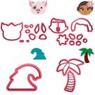 Kit 4 Cortadores Moana Porco Onda Coqueiro