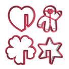 Kit 4 cortadores Xícara Gingerbread Coração Estrela Flor Kit 4 cortadores Xícara Gingerbread Coração Estrela Flor