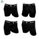 Kit 4 Cuecas Boxer Polo Wear Masculina Microfibra - Preto