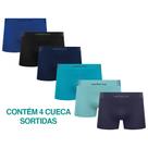Kit 4 Cuecas Microfibra Boxer Box Modelo Sem Costura Infantil Menino