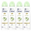Kit 4 Desodorantes Aerosol Dove Go Fresh Pepino E Chá Verde 150ml