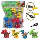 Kit 4 Dinossauros Monta E Desmonta de Plástico Com Chave Coloridos.