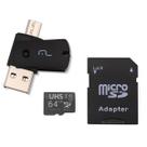 Kit 4 Em 1 Cartão De Memória 64gb Microsd Multilaser + Adaptador Pen Drive Otg